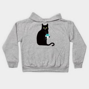 Knitting ramen kitty is surprised that his ramen is a ball of yarn! Kids Hoodie